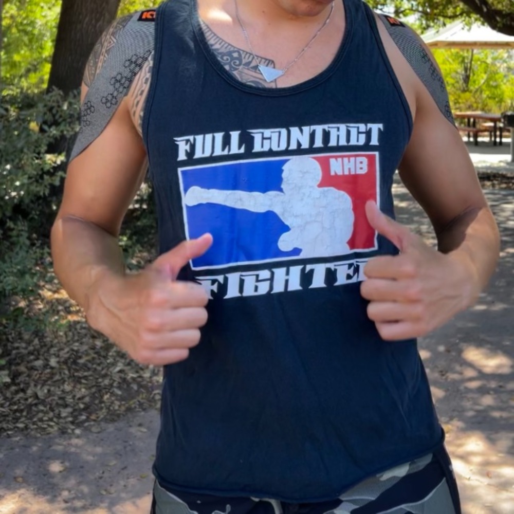 FULL CONTACT FIGHTER NHB MEN TANK TOP T SHIRT VEST BOXING SLEEVELESS FIGHTING L